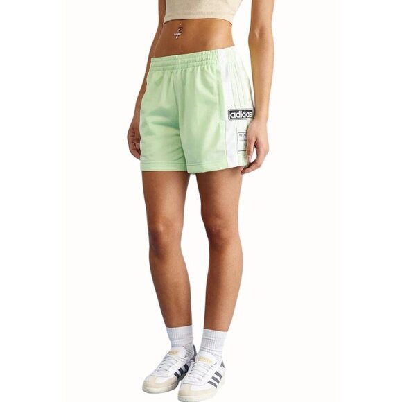 adidas Pants - Adidas Originals Adibreak Shorts Large Green Elastic Waist Snap Logo Detail NEW